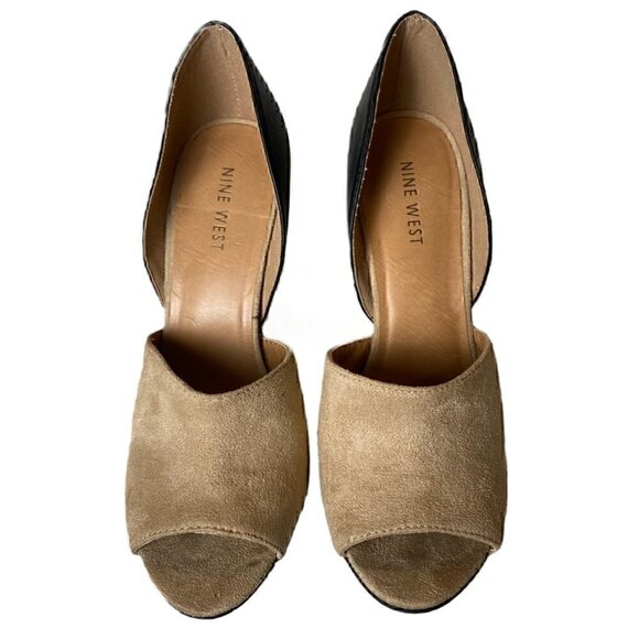 Nine West Tan and Black Peep Toe Pumps - NWB - Picture 3 of 4